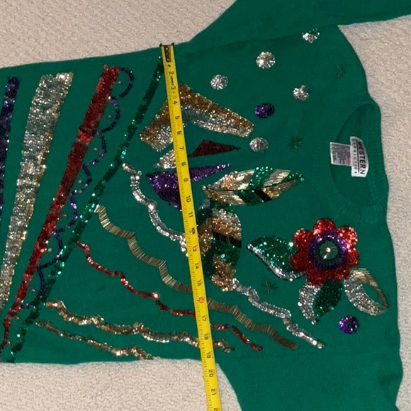 Western Collection Ramie & Cotton Sequined Crew Neck Sweater Medium - Picture 12 of 15